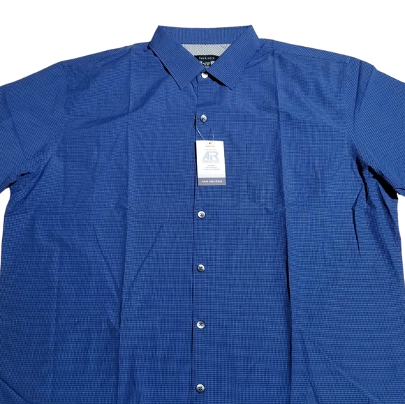 Van Heusen Air Mens Short Sleeve Button Front Shirt Blu Faded Cadet 2XL New - Picture 4 of 8